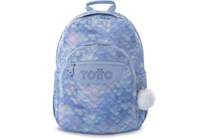 TOTTO - Mochila Escolar Adaptable a Carro, Modelo Acuareles, Capacidad 20 L, Bolsillo para Pc 14", 2 Bolsillos para Botella, Espaldar Ergonómico con Flujo de Aire, Cómodas Correas en S