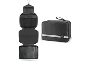 Maliton Neceser Viaje,Neceser Hombre Mujer,Impermeable De Gran Capacidad Neceser Maquillaje,con 4 Compartimentos Y Gancho Giratorio De 360°,para BañO Y Almacenamiento