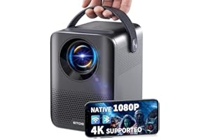 ‎ETOE Beamer 4K Unterstützt,ETOE Android 9.0 Mini ,Native 1080P FHD mit Prime Video,YouTube, Bluetooth & WiFi,400 ANSI Lumen,4D Trapezkorrektur,Dual Stereo-Lautsprecher,kompatibel mit HDMI USB