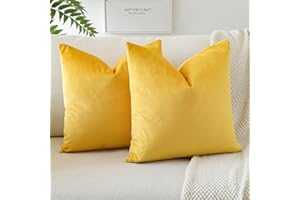 JOTOM Samt Kissenbezug Kissenhülle Sofakissen Dekokissen Kissenbezüge für Sofa Wohnzimmer Schlafzimmer 2er Set 40x40 cm Gelb
