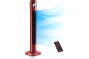 ‎BRANDSON Brandson - Turmventilator mit Fernbedienung - Preisträger 2025 - Oszilation 60° - Standventilator - mobiler Lüfter - Säulenventilator - 96 cm - Ventilator 3 Geschwindigkeitsstufen - GS - rubinrot