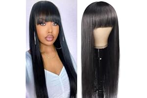 CLASSINE parrucca donna capelli veri umani glueless straight wig with bang None lace front human hair wig parrucca donna long straight human hair with fringe 150 density 22inch