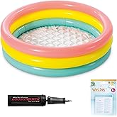 Şişme Yumuşak Tabanlı Renkli 3 Boğumlu Baby Pool &Ccedil;ocuk Bebek Havuzu,86x25 cm ve Pompa+Yama Set, Pompa ve Yama Hediyelidir, &Ccedil;o