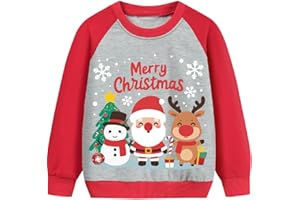 EULLA Boys Christmas Sweatshirt Kids Xmas Jumper Santa Claus T-Shirt Long Sleeves Toddler New Year Gift Clothes 1-7 Years
