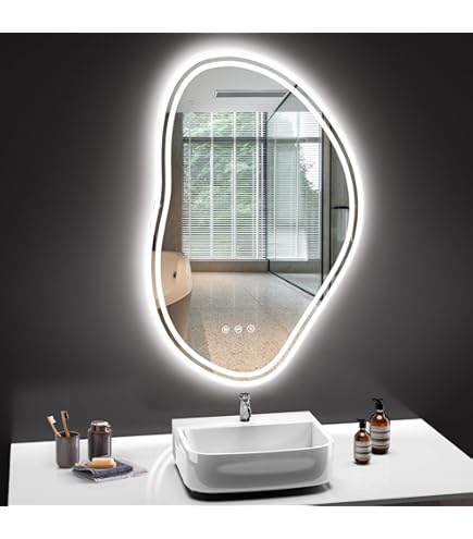 SIRHONA Miroir De Salle De Bain 90 X 60 Cm Éclairage LED Miroir De Salle De Bains Interrupteur Infrarouge Et Anti-buée - Maison