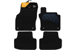 FSW - Car Floor Mats Fits Volkswagen Golf MK7 2013-2019 - Tailored Mats - Black Carpet - PVC Cushioned Heel Pad - Anti Slip Mat - Non Slip - 4 Pc Floor Mat - 4 Clips