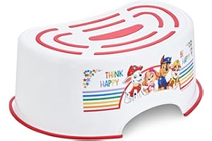 TINY TO TOTS BABY TO TODDLER Paw Patrol Toilet Training Range, Portable, Easy Cleaning Anti Stick Lightweight Toddler, White/Red (Paw Patrol Step Stool)