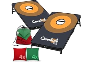 ‎CAMPFEUER CampFeuer Offizielles Cornhole Spiel Outdoor | Spiel Set mit 2 Boards, 8 Wurfsäckchen mit Aufbewahrungsbeutel | 90 x 60 cm | Sackloch Spiel, Wurfspiel, Bean Bag Game, Gartenspiel, Corn Hole Game