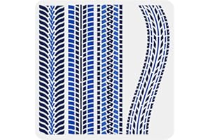 BENECREAT Stencil per Pittura di Tracce di Pneumatici, 12x12 Pollice 4 Tracce di Pneumatici Disegno Stencil per Pittura Stencil in Plastica Riutilizzabile per Dipingere su Mobili in Legno