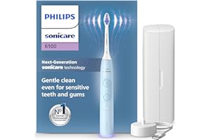 Philips Sonicare 6100 Electric Toothbrush, Sonic Toothbrush with 2 Brushing Modes and 3 Intensity Levels, Pressure Alert, EasyStart, SmarTimer, Light Blue, Model HX7406/02 [New Technology]