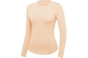 Gyabnw T-Shirt Thermique Femme Col Rond Chauds sous Vetement Thermique Coton Manches Longues Haut sous Vêtements Pull T-Shirt Hiver Automne