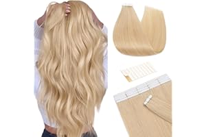 ‎TESS TESS Tape Extensions Echthaar Mittelblond #24 Klebeband Haarteile Tape in Haarverlängerung Remy Human Hair Glatt 10 Stück 14"(35cm)-20g