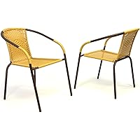 Nexos 2er Set Bistrostuhl Stapelstuhl Balkonstuhl Poly Rattan Gartenstuhl Terrasse Stuhl beige