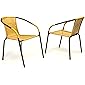 Nexos 2er Set Bistrostuhl Stapelstuhl Balkonstuhl Poly Rattan Gartenstuhl Terrasse Stuhl beige