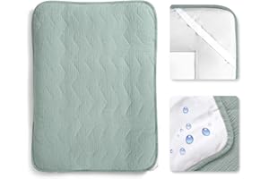 lulumoon Wickelauflagenbezug für Wickelauflage 50x70 cm: Musselin Baumwolle mit hoher Saugfähigkeit – Auslaufsichere Wasserdicht Rückseite – waschbarer Wickelauflage für Baby