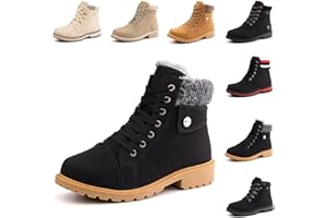 Winterstiefel Damen Gefüttert Winterschuhe Kurzschaft Stiefel Bequeme Stiefeletten Damen Schneestiefel rutschfeste Frauen Schwarz Braun Pink 36-43 EU