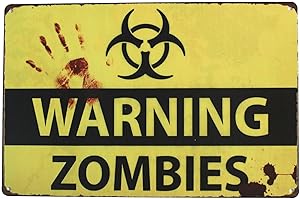 Hioni Warning Zombies - Cartel de Chapa para Pared, diseño Vintage