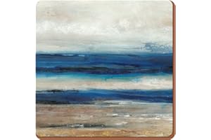 CREATIVE TOPS Juego de 6 manteles Individuales, Parte Posterior de Corcho, diseño de vinos, Madera, Azul, Coasters