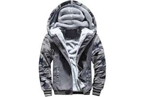 VSUSN Homme Veste à Capuche avec Zippée Manches Longues Épaisse Manteau à Capuche Hiver Chaud Polaires Doublé Sweats à Capuche