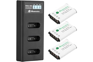 Powerextra 3 X Baterías para Sony NP-BX1 Batería con Cargador de Pantalla LCD para Sony NP-BX1 M8 Sony Cyber-Shot DSC-RX100 DSC-RX100 II DSC-RX100 III DSC-RX100 V DSC-RX100 IV HDR-CX405