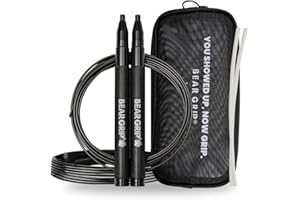 BEAR GRIP Elite Crossfit Skipping Rope for Adults – Self-Locking & Adjustable Jumping Speed Rope for HIIT, CrossFit, Boxing, MMA, Home Workout, Fat Burning – Fitness & Gym Equipment for Men and Women