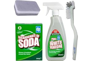 Inovake Bundle with Bicarbonate of soda for Cleaning & White Vinegar for Cleaning (Baking Soda for cleaning),White Vinegar Cleaning Spray bundle with an Inovake long handle brush and abrasive sponge