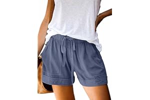 comefohome Shorts Damen Sommer High Waist Kordelzug Elastische Taille Lässig Kurze Hose Shorts mit Taschen