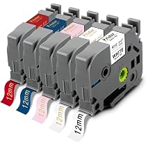 Ruban Thermocollant Textile Brother TZe-FA3 | Bleu Sur Blanc 12mm | Pour étiquettes Vêtements | Lavable