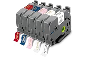 6X Pristar 12mm Compatible Satín Cintas para Brother TZe-R231 TZe-R234 TZe-RE34 TZe-RN34 TZe-RW34 Raso Cintas para H105 PT-H107B H100R P300BT H100 D210 H100LB H110 E110 H200 E300VP P900W