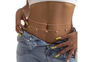 Atentuyi Geschichtet Perle Taille Kette Gold Perle Bauch Kette Perlen Körper Kette Sexy Geschirr Bikini Kette Sommer Strand Boho Quaste Taille Schmuck Zubehör Für Frauen Und Mädchen (2pcs)