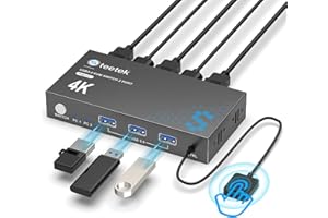 Steetek HDMI KVM Switch 2 PC 1 Monitor 4K @60Hz, USB 3.0 KVM Switch HDMI Per 2 Computer 1 Monitor Tastiera Comune Mouse e Stampante, 2 PC 1 Monitor Switch con 2 Cavo USB