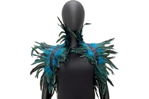 HPYSHP Feather Cape Costume Accessory,Womens Girls Gothic Lacing Shawl Shrug Collar Realistic Feather Cloak Fancy Dress Outfit for Halloween Cosplay Christmas Party Supplies (Lake blue)