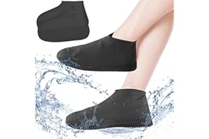 XIMEY 1 Par de Funda de Silicona para Zapatos, Cubre Zapatos Impermeable Lluvia, Funda Impermeable Zapatos, Cubre Zapatos Impermeable para Adultos y Niños, Reutilizables, Lavable, L- Negro