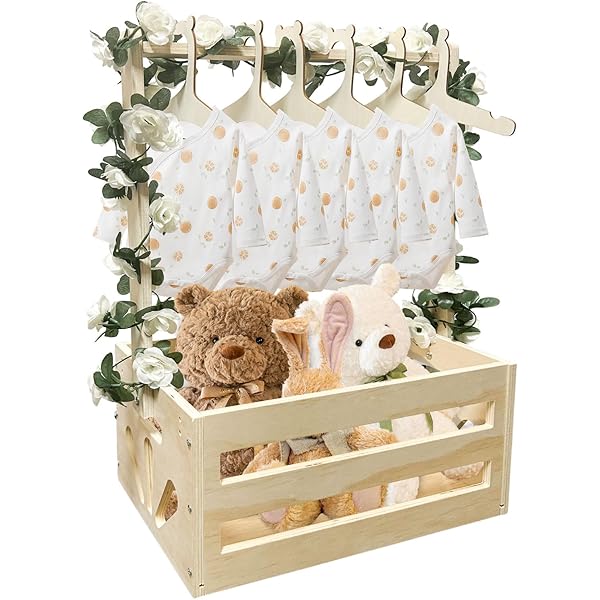 Holz Babykorb Mit Griff - Wickelkorb Mit Eukalyptus Kranz Geschenk