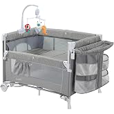 Holmer Maxi Comfort Coolstyle (Anne Yanı-Deluxe Kumaş) Premium D&ouml;nenceli Oyun Parkı/Anne Yanı 70x110cm (Gri)