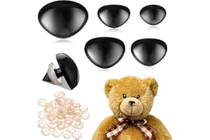 ZephyrHome Confezione da 100 nasi di Sicurezza in plastica per Animali, Bambole in 6 Dimensioni, nasi di Sicurezza Neri con rondelle per amigurumi, Marionette, Giocattoli di Peluche