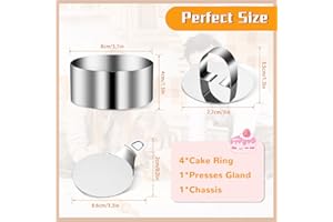 WOOWAIR 6 Piezas Aros de Pastel de Mousse, Tartas de Acero Inoxidable Anillos Pastel Molde Redondos Molde de Anillo de Pastel Molde de Mousse con Empujador para Pasteles, Mousse, Postres (8 cm de Diámetro)