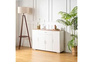 FurnitureR Multi-Storage Unit, Sideboard, Kitchen Gabineet, Cupboard with 4 Doors 1 Drawer, Large Shelf Space for Living Room, Entrance, Muebles de almacenamiento para salón, madera superior, 118 x 30