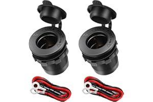 Thlevel 2PCS Presa Accendisigari Auto 12V / 24V DC, Adattatore Universale Impermeabile per Accendisigari, con Fusibile e Cavo di Collegamento per Navi, Auto, Moto