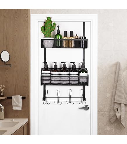 Crochets Patère Porte Réglables - Lot De 2 (noir Et Blanc) - Pour Porte, Mur, Gain De Place