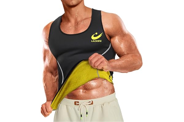 LAZAWG Gilet de Sudation Homme Corset Minceur pour Perte de Poids Sport Sauna Débardeur Vêtements de Sudation Zippé Serre Taille Gaine