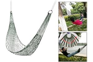 Itian Hammock Outdoor Camping Survival Travel Camping Hammock Nylon Mesh Rope Canvas Hammock Hanging Bed With 2 Strings