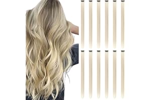REDMENCO Extensiones de Cabello de Colores con Clip, 12 piezas, Rubia