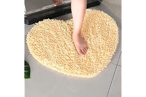 EN AyuL Alfombrilla de baño de microfibra en forma de corazón, alfombrilla de baño absorbente de chenilla, 50 x 60 cm, 70 x 80 cm, para cocina, dormitorio, piscina, baño (70 x 80 cm, amarillo)