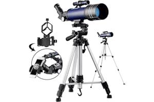 BEBANG Télescope Astronomique 400/70MM Pro, Optiques en Verre Entièrement Traitées avec Trépied Réglable Adaptateur Phone pour Les Enfants Adultes Débutants Bleu