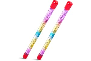 Tiwoca 2 x trollstav för barn, magisk vägg, färgglad glitterstav med vätska 31 cm – snygg barnkostym tillbehör för den lilla prinsessan, älvan eller trollkarlen