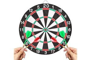 YJSDDNTY Diana de Corcho, Incluye 4 Dardos de Punta de Metal, Juego Profesional con Herramienta para Dardos, Soporte de Pared (12 Pulgadas)