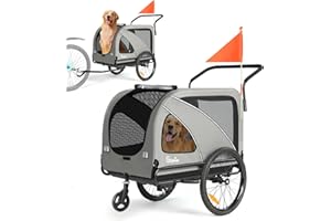 ‎SEPNINE SEPNINE 2-in-1 XXL Bicycle Trailer for Dogs, Dog Trailer for Bicycle - with Roof Opening, Reflectors & Reflective Strips, with Push Bar & Universal Bicycle Coupling, Foldable, Up to 50 kg