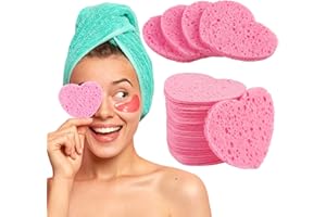 PALPROT 60 Stück Komprimierte Gesichtsschwämme für die Säuberung Herzförmige Gesichtswaschschwämme Herz Gesicht Exfoliator Schwamm 100% natürlich wiederverwendbar Herz-Gesichtsschwamm für Kosmetikerinnen|Rosa