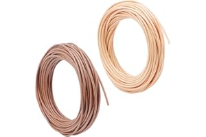 AHANDMAKER 2 Rolls 0.1 Inch Basket Round Reed, Brown and Beige Round Reed Plastic Spline Basket Weaving Cane for Basket Furniture Making Chair Weaving Repairing